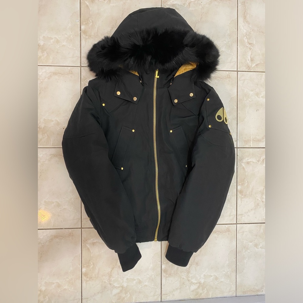 COPY - Moose Knuckles- Ballistic Fur Gold Bomber Jacket
